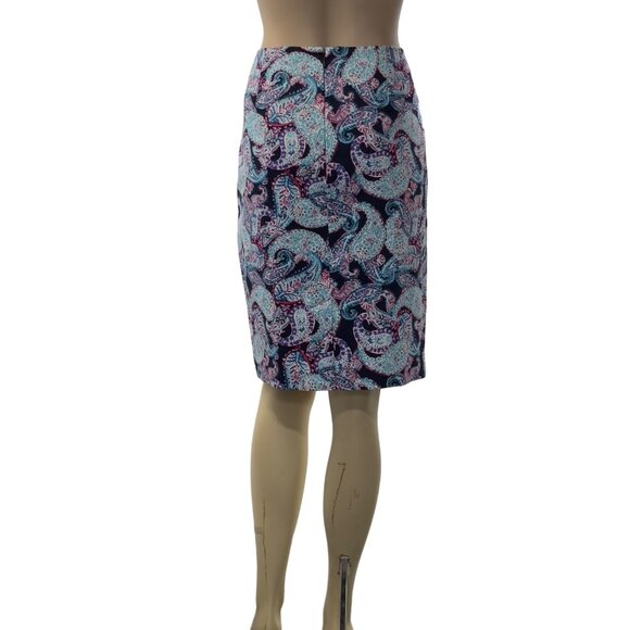 TALBOTS Petites Paisley Print Cotton Spandex Knee-Length Skirt Size 14P - Picture 10 of 16